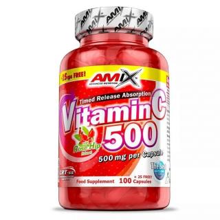Amix Vitamin C 500mg + Rose Hips 125 kapslí + DÁREK ZDARMA