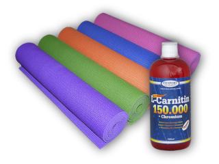Fitsport L-Carnitin 150000+Chrom.1l+ Yoga Mat podložka  + šťavnatá tyčinka ZDARMA Varianta: jablko - purple + DÁREK ZDARMA