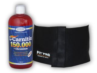 Fitsport L-Carnitin 150000+Chrom.1l + Zeštíhlovací pás  + šťavnatá tyčinka ZDARMA Varianta: třešeň - malina - black L-XL do 120cm + DÁREK ZDARMA