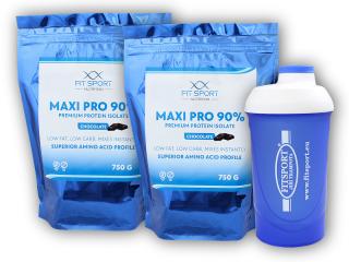 FitSport Nutrition 2x Maxi Pro 90% 750g + šejkr Fitsport  + šťavnatá tyčinka ZDARMA Varianta: čokoláda + DÁREK ZDARMA