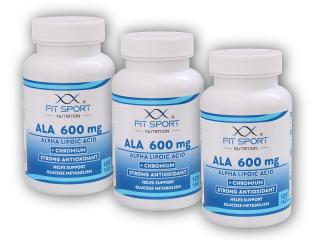 FitSport Nutrition 3x ALA 600mg Alpha Lipoic Acid + Chromium 120 tabs - Kyselina Alfa Lipoová  + šťavnatá tyčinka ZDARMA + DÁREK ZDARMA