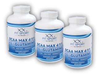 FitSport Nutrition 3x BCAA MAX 4:1:1 + L-Glutamine 240 kapslí  + šťavnatá tyčinka ZDARMA + DÁREK ZDARMA