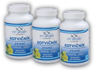FitSport Nutrition 3x Kotvičník zemní 90% + Vitamin B6 + Zinek 90 kapslí  + šťavnatá tyčinka ZDARMA + DÁREK ZDARMA