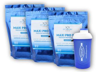 FitSport Nutrition 3x Maxi Pro 90% 750g + šejkr Fitsport  + šťavnatá tyčinka ZDARMA Varianta: vanilka + DÁREK ZDARMA