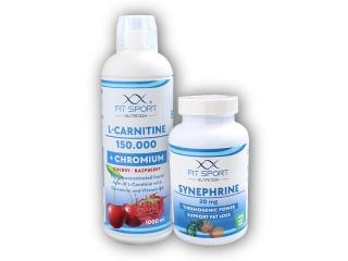 FitSport Nutrition L-Carnitine 150000 + Chromium l000ml + Synephrine 20mg 100 vege caps  + šťavnatá tyčinka ZDARMA Varianta: cherry raspberry + DÁREK ZDARMA