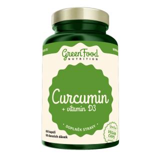 GreenFood Nutrition Curcumin + Vitamin D3 60 vegan kapslí + DÁREK ZDARMA
