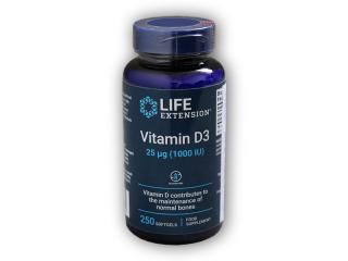 Life Extension Vitamin D3 1000 IU 250 kapslí + DÁREK ZDARMA