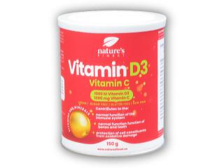 Nature´s Finest Vitamin D3 1000iu + Vitamin C 1000mg 150g + DÁREK ZDARMA