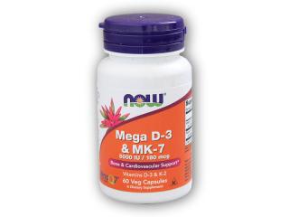 NOW Foods Mega D3&MK-7 + Vitamín D3 5000IU + K2 60cps  + šťavnatá tyčinka ZDARMA + DÁREK ZDARMA