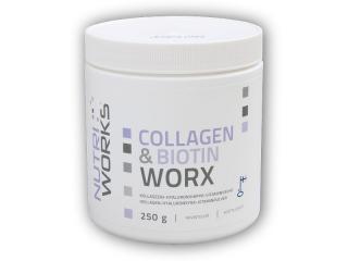Nutri Works Collagen & Biotin Worx 250g  + šťavnatá tyčinka ZDARMA + DÁREK ZDARMA