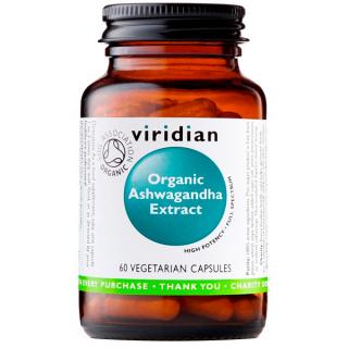Viridian Ashwagandha Extract Organic - BIO 60 kapslí  + šťavnatá tyčinka ZDARMA + DÁREK ZDARMA