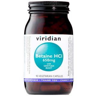 Viridian Betaine HCL 650 mg 90 kapslí  + šťavnatá tyčinka ZDARMA + DÁREK ZDARMA