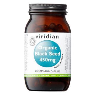Viridian Black Seed 450mg Organic 90 kapslí  + šťavnatá tyčinka ZDARMA + DÁREK ZDARMA