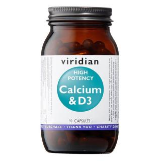 Viridian High Potency Calcium,D3 90cps  + šťavnatá tyčinka ZDARMA + DÁREK ZDARMA