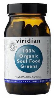 Viridian Soul Food Greens Organic - BIO 90 kapslí  + šťavnatá tyčinka ZDARMA + DÁREK ZDARMA
