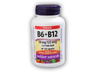 Webber Naturals Vitamin B6 + B12 with Folic Acid 120 kapslí + DÁREK ZDARMA