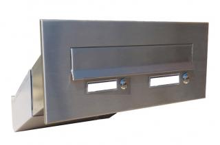poštovní schránka D041 NEREZ - šikmá - regulace hloubky 230-380 mm Provedení čelní desky: 2 nerez tlačítka + 2 jmenovky