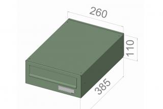 typ B026 RAL + lem - 300x110x385 (ležatý model) přední vhoz-zadní výběr RAL odstín (barva): RAL 7035( sv. šedá )