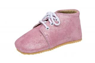 Beda Barefoot capáčky (vyšší, různé barvy) - dětská celoroční obuv vel.: 24 růžové (třpytky)