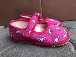 Beda Barefoot růžový koník balerínky - přezůvky (širší) vel.: 23 tmavě růžové