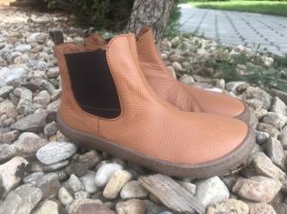 Froddo barefoot G3160168 (dospělácké, typ chelsea) - kožená celoroční obuv vel.: 38 cognac