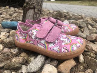 Froddo barefoot látkové (dívčí vzory) - dětská celoroční obuv vel.: 26 white/pink