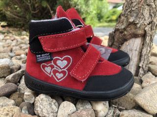 Jonap Barefoot Jerry (různé barvy, kožené) - dětská celoroční obuv vel.: 22 červená srdce