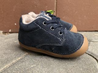 Lurchi capáčky - kožená dětská zateplená obuv vel.: 21 Flori navy