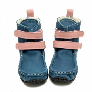Zeazoo Yeti Blue-Pink (Sheepskin) - dětská kožená zimní obuv vel.: 27/28