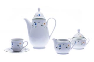 Kávová sada, porcelán, luční kvítí, Jana, Thun, 15 d.