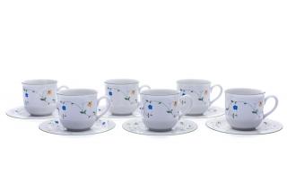Sada šálků s podšálky, porcelán, luční kvítí, 215 ml, Jana, Thun, 6 ks