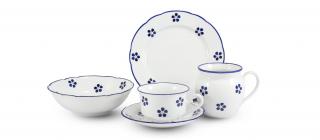 Snídaňová sada, český porcelán, Modrohrátky, Leander, 5 D.