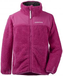 Dětská fleecová bunda Didriksons Geite růžová chlupatý fleece  model 2019 100