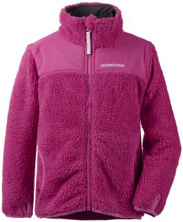 Dětská fleecová bunda Didriksons Geite růžová chlupatý fleece  model 2019 110