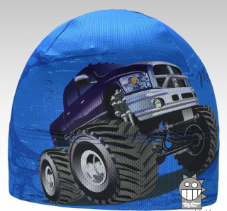 Dětská funkční čepice Dráče Bruno modré auto 46-48 cm