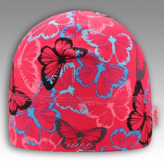 Dětská funkční čepice Dráče Bruno motýlci růžová 46-48 cm