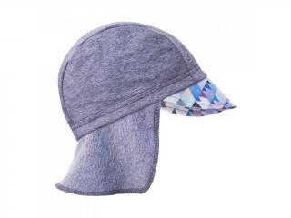 Dětská UV čepice s kšiltem  a plachetkou Unuo mini trojúhelníčky šedá - klučičí XS