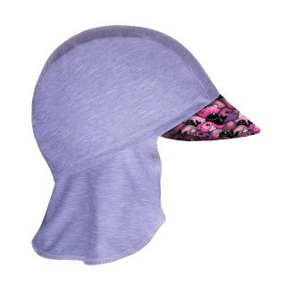 Dětská UV čepice s kšiltem a plachetkou Unuo Velryby holka M (49 - 52 cm)