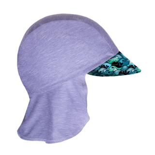 Dětská UV čepice s kšiltem a plachetkou Unuo Velryby kluk S (45 - 48 cm)