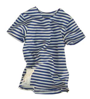 Dětské námořnické triko s krátkým rukávem světle modrý pruh 130 /7-9 let/