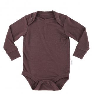 Dětské rostoucí merino body Crawler dlouhý rukáv hnědé 86-92 /18-24 měs/2T