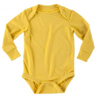 Dětské rostoucí merino body Crawler dlouhý rukáv žluté 80-86 /12-18 měs/