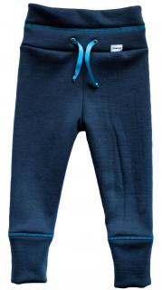 Dětské rostoucí merino tepláky Crawler grafitové/tyrkys 80-86 /12-18 měs/