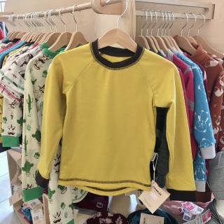 Dětské rostoucí merino tričko Crawler dlouhý rukáv žlutá/hnědá 104-110/XXS/3-4 roky