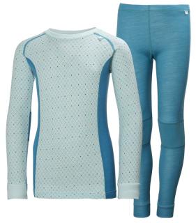 Dětské termoprádlo Helly Hansen JR Lifa Merino set blue tint melange 128 /8 let/