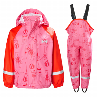 Dětský komplet do deště Helly Hansen K Bergen AOP PU rainset azalea pink 104-110/XXS/3-4 roky