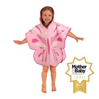 Dětský ručník LittleLife motýl rychleschnoucí pončo župan M (3-8 roky)