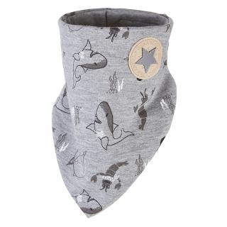 Dětský šátek na krk Little Angel Outlast® - mořský svět/šedý melír