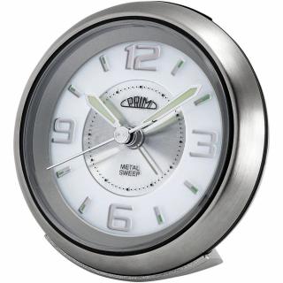 Analogový budík kovový bílý/stříbrný PRIM Retro Alarm - Silver C01P.3815.7000