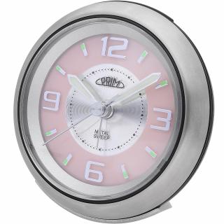 Analogový budík kovový růžový/stříbrný PRIM Retro Alarm - Pink C01P.3815.7023